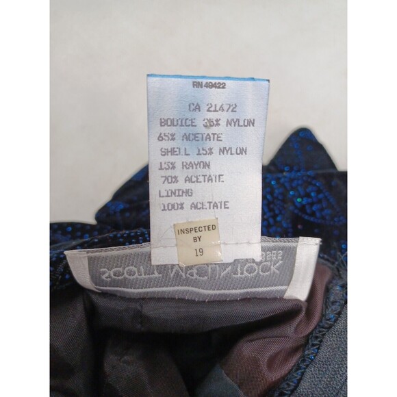 Vtg Scott McClintock Velvet Dress 10 Black Blue Glitter 90s Open Back Scalloped - Picture 11 of 11